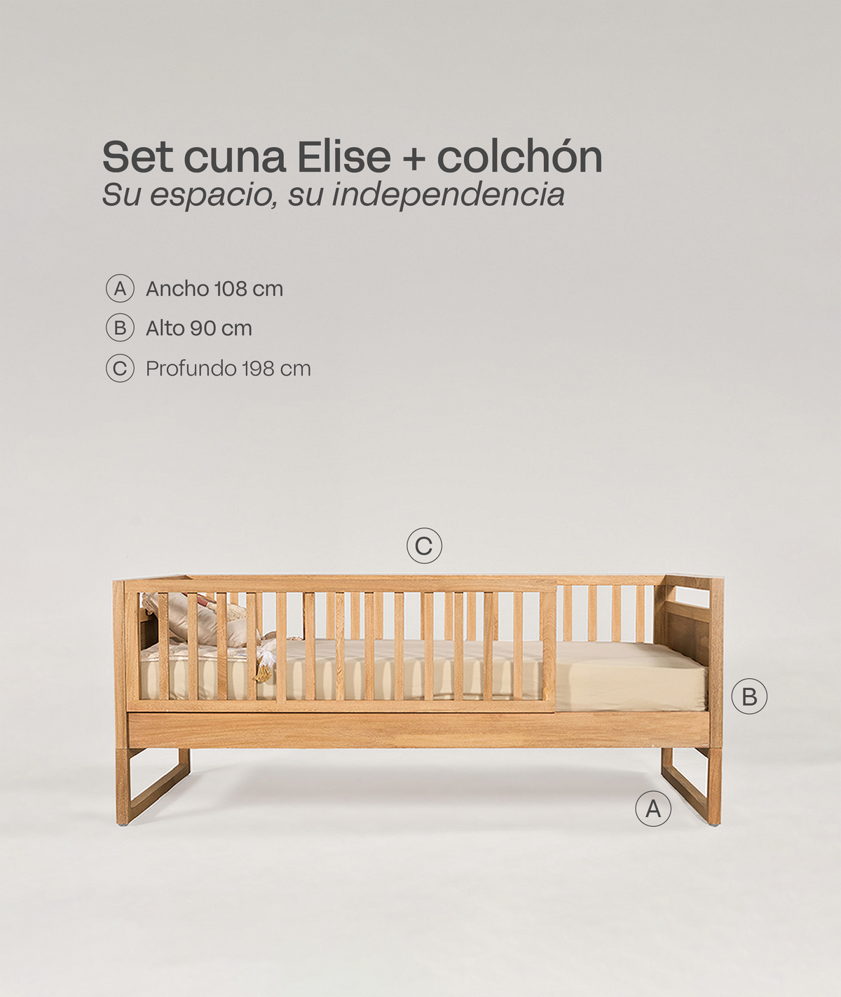 Set Cama Cuna Elise Arena + Colchón