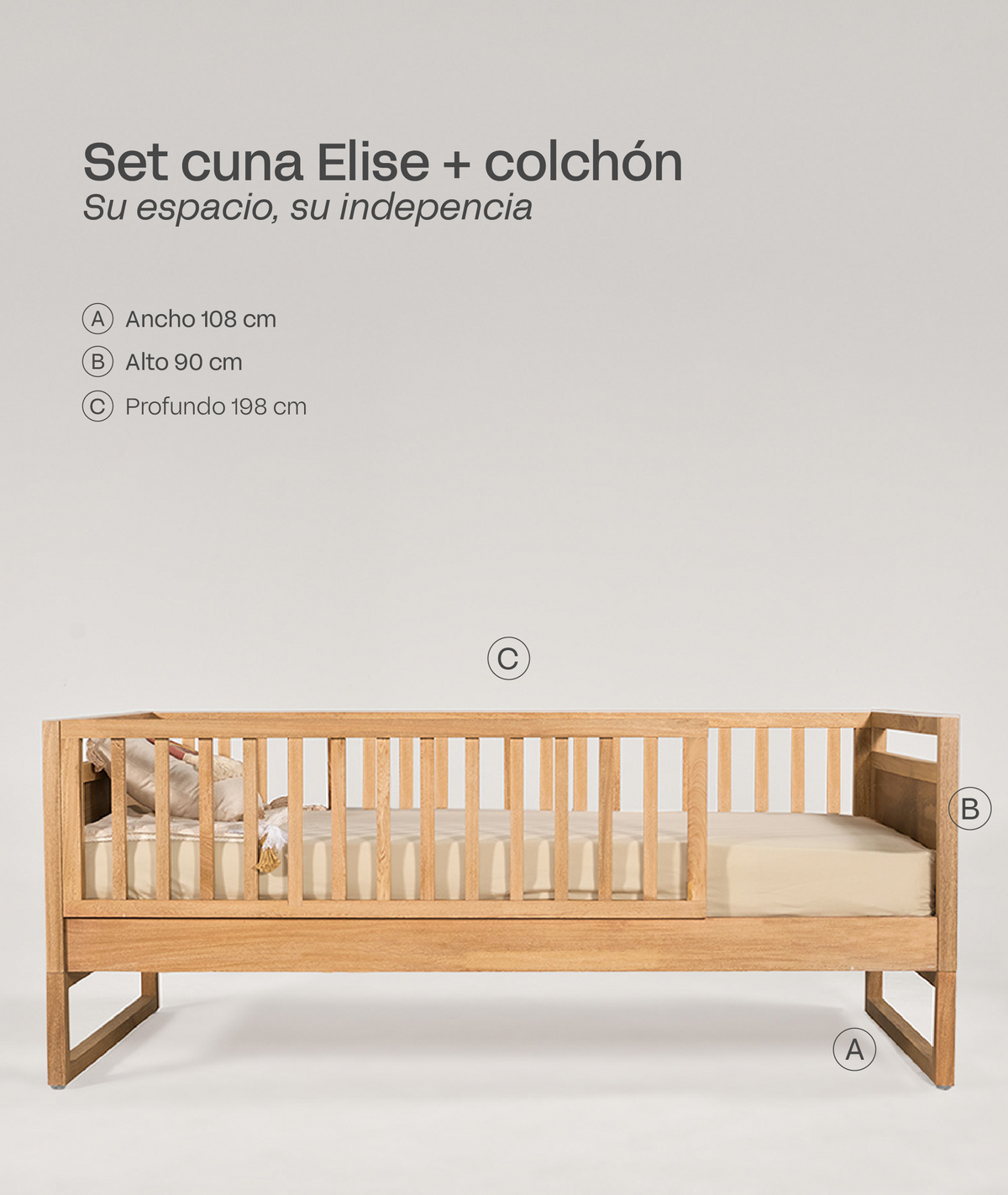 Set Cama Cuna Elise Arena + Colchón