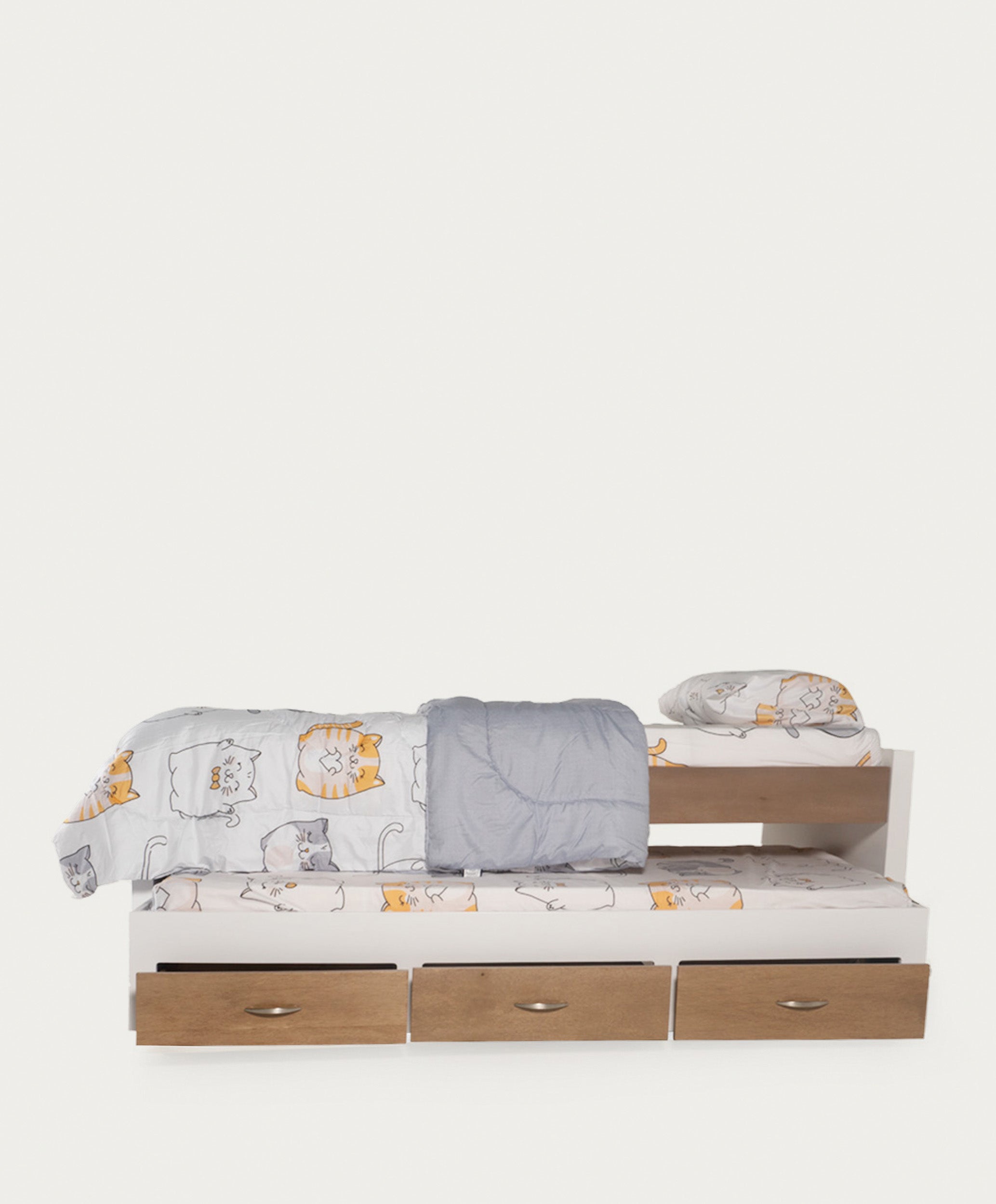 Cama Nicho Jenny Sencilla Blanco Frente Nuez