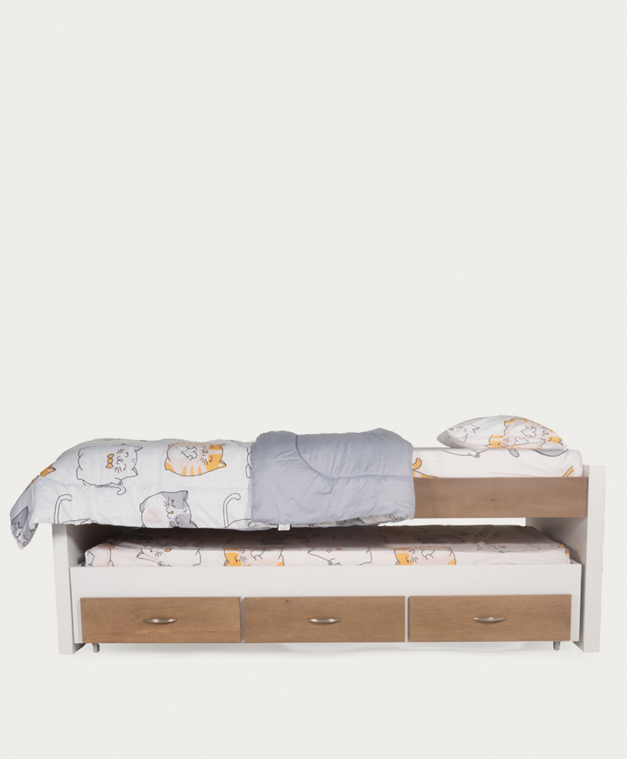 Cama Nicho Jenny Sencilla Blanco Frente Nuez