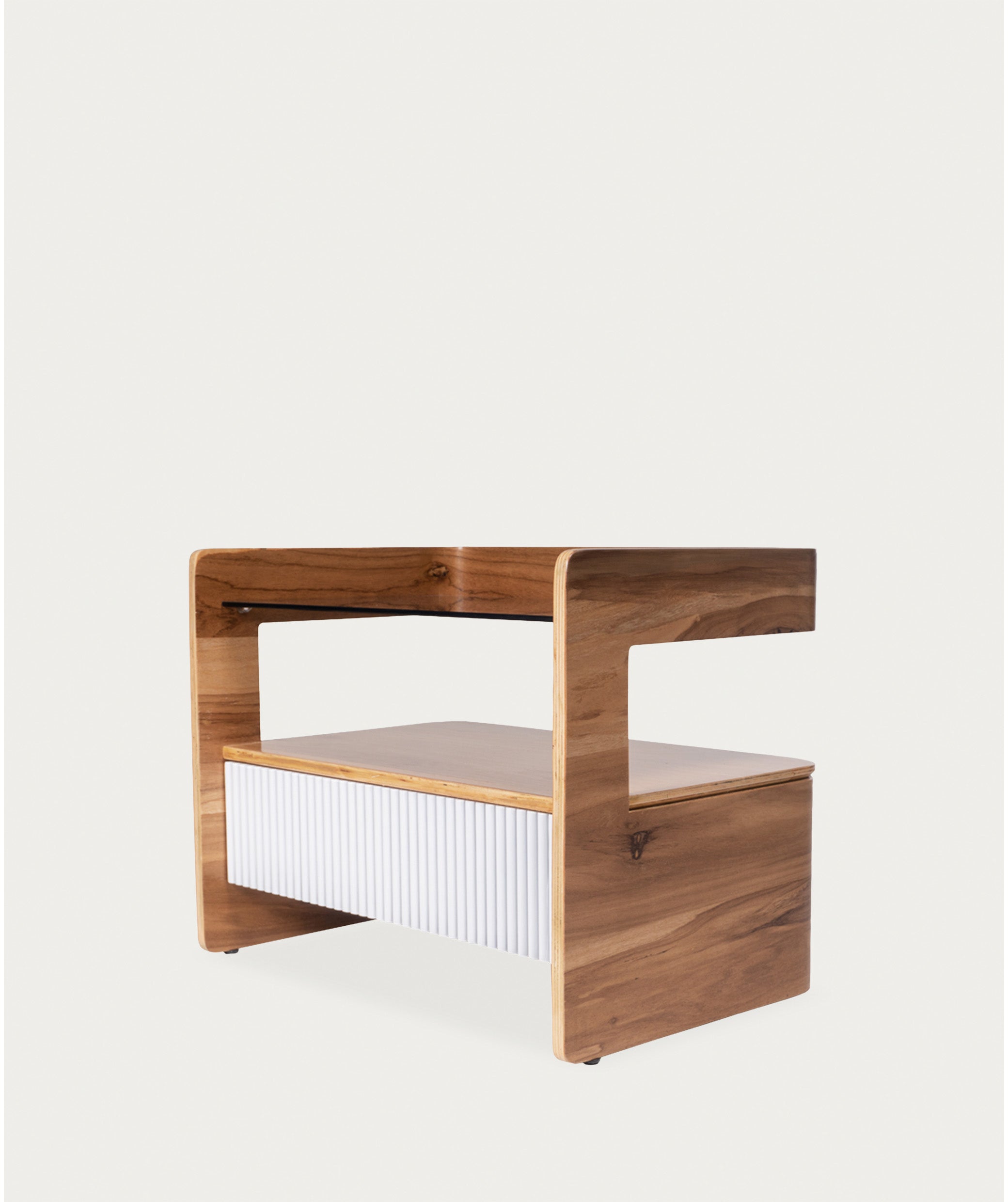 Mesa De Noche Mab Nogal Frente Ivory